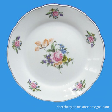 Porcelain Plate Cut Edge Shape with Designs